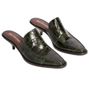 SIES MARJAN Heeled Mules Kaya Embossed Croco Mule Leather Italian Designer NIB